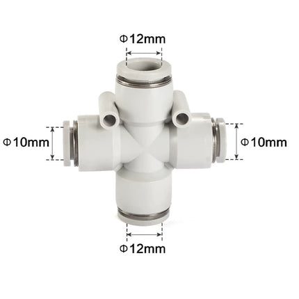 Airtac PZG: Push Lock Fitting. Different Diameter Cross - PZG12-10D