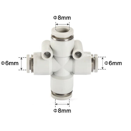 Airtac PZG: Push Lock Fitting. Different Diameter Cross - PZG8-6D