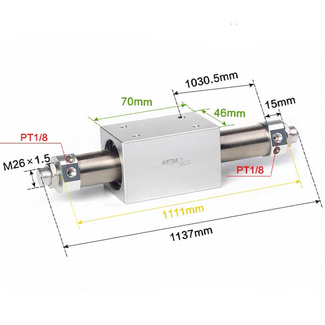 Airtac RMS: Rodless Magnetic cylinder -  RMS25X1000