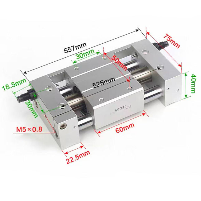 Airtac RMT: Guided rodless cylinder(Magnetic Coupled)- RMT16X450SAT