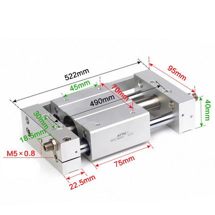 Airtac RMTL: Guided rodless cylinder,magnetic coupled/ball bearing - RMTL16X400S