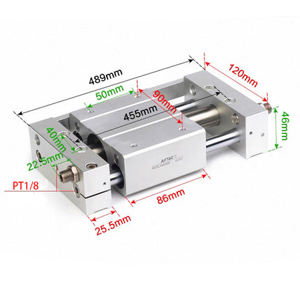 Airtac RMTL: Guided rodless cylinder,magnetic coupled/ball bearing - RMTL20X350S