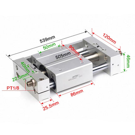 Airtac RMTL: Guided rodless cylinder,magnetic coupled/ball bearing - RMTL20X400S