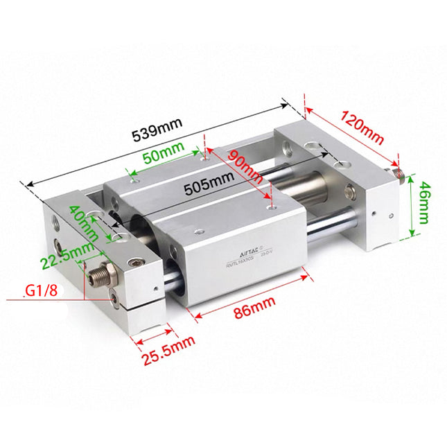 Airtac RMTL: Guided rodless cylinder,magnetic coupled/ball bearing - RMTL20X400SG