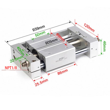Airtac RMTL: Guided rodless cylinder,magnetic coupled/ball bearing - RMTL20X800ST