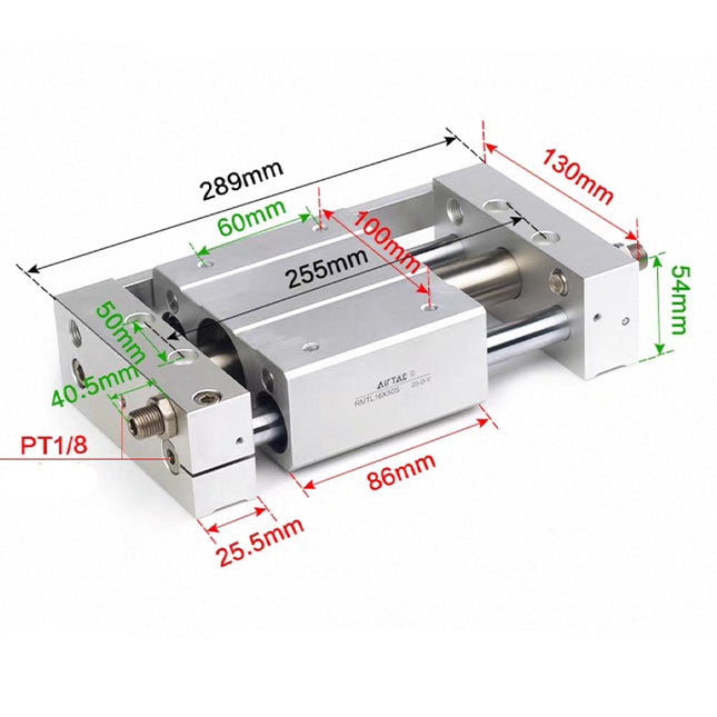 Airtac RMTL: Guided rodless cylinder,magnetic coupled/ball bearing - RMTL25X150S