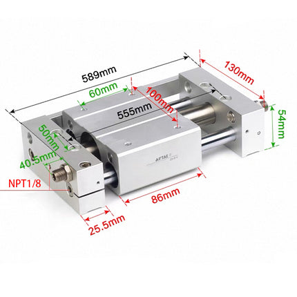 Airtac RMTL: Guided rodless cylinder,magnetic coupled/ball bearing - RMTL25X450ST