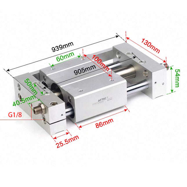 Airtac RMTL: Guided rodless cylinder,magnetic coupled/ball bearing - RMTL25X800SG
