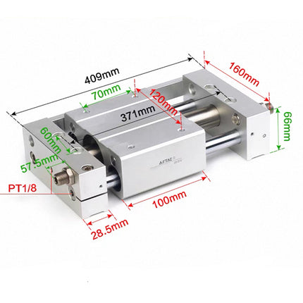 Airtac RMTL: Guided rodless cylinder,magnetic coupled/ball bearing - RMTL32X250S