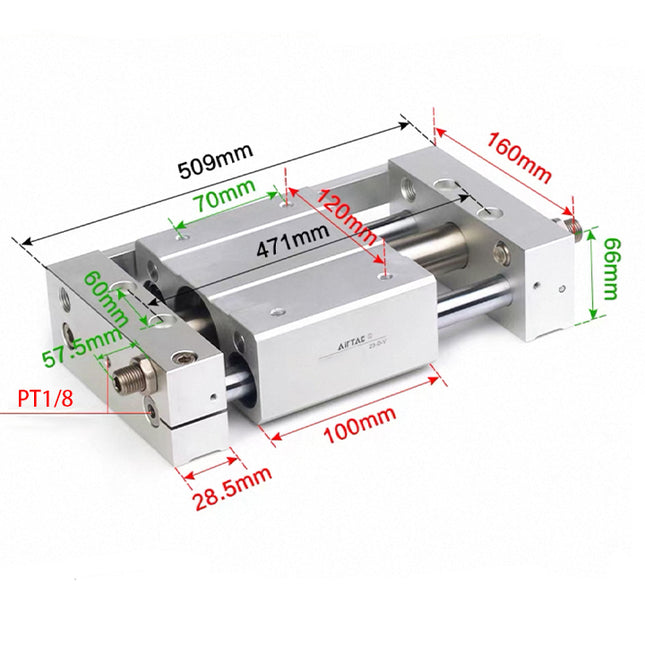 Airtac RMTL: Guided rodless cylinder,magnetic coupled/ball bearing - RMTL32X350S
