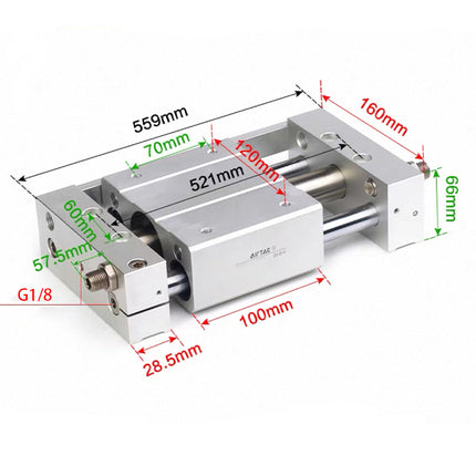Airtac RMTL: Guided rodless cylinder,magnetic coupled/ball bearing - RMTL32X400SG