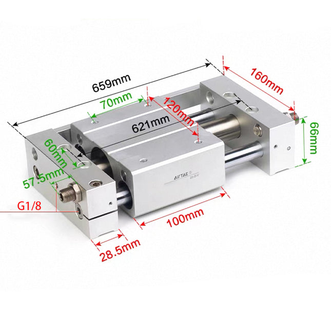Airtac RMTL: Guided rodless cylinder,magnetic coupled/ball bearing - RMTL32X500SG