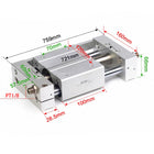 Airtac RMTL: Guided rodless cylinder,magnetic coupled/ball bearing - RMTL32X600S