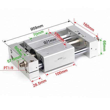 Airtac RMTL: Guided rodless cylinder,magnetic coupled/ball bearing - RMTL32X800S