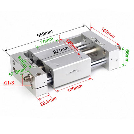 Airtac RMTL: Guided rodless cylinder,magnetic coupled/ball bearing - RMTL32X800SG