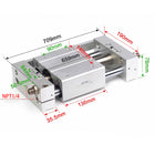 Airtac RMTL: Guided rodless cylinder,magnetic coupled/ball bearing - RMTL40X500ST