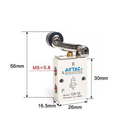 Airtac S3R-M5: Manual Valve. 3 Way - S3RM5