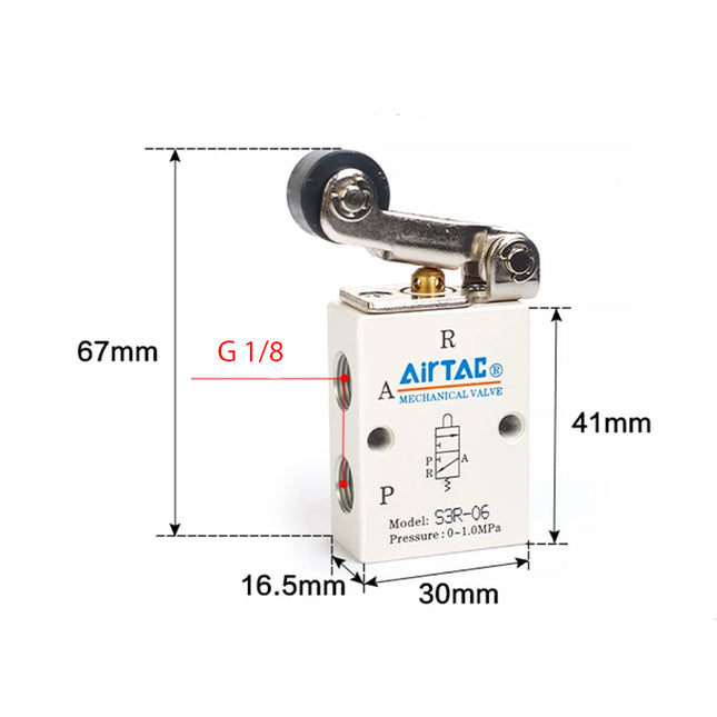 Airtac S3R-06: Manual Valve. 3 Way - S3R06G
