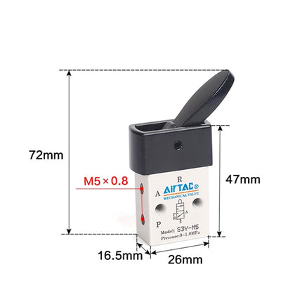 Airtac S3Y-M5: Manual Valve. 3 Way - S3YM5